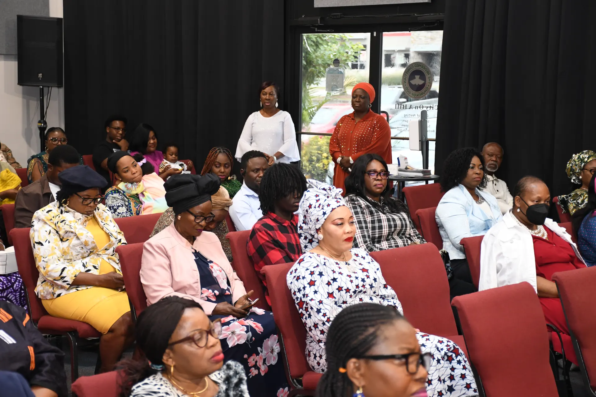 Congregation members seated during a service at RCCG City on a Hill, Lawrenceville, Georgia.
